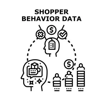 Shopper behavior data analysis impacting customer decisions Stock Illustration
