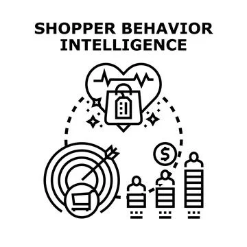 Shopper behavior intelligence analyzing consumer data concept 库存插图