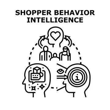 Shopper behavior intelligence analyzing consumer data understanding 스톡 일러스트