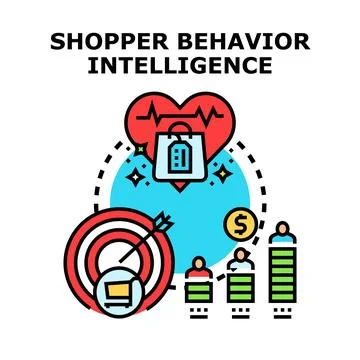 Shopper behavior intelligence analyzing consumer data concept Stock Illustration