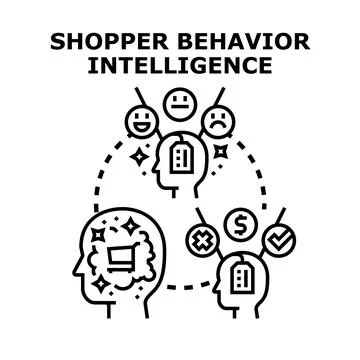 Shopper behavior intelligence understanding consumer buying insights Stock Illustration