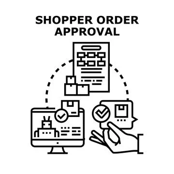 Shopper order approval process completing transaction concept Stock Illustration