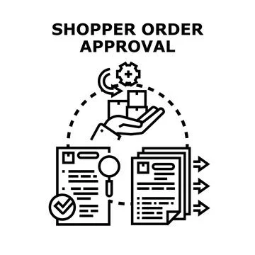 Shopper order approving processing fulfillment lifecycle Stock Illustration