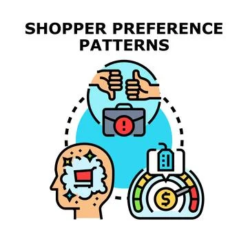 Shopper preference patterns determining customer buying decisions Illustrazione stock