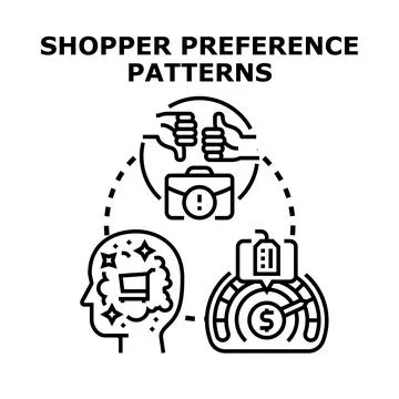 Shopper preference patterns determining customer buying decisions 스톡 일러스트