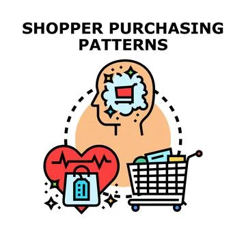 Shopper purchasing patterns analysis for consumer behavior Stock Illustration