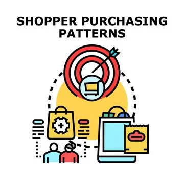 Shopper purchasing patterns analysis for targeting marketing strategy Stockillustratie