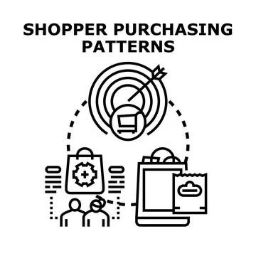 Shopper purchasing patterns analysis for targeting marketing strategy Stock Illustration