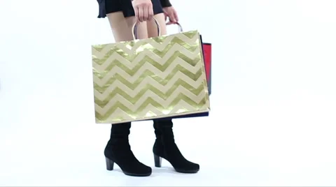 Shopper Putting Bags Down Stock Footage 58304209