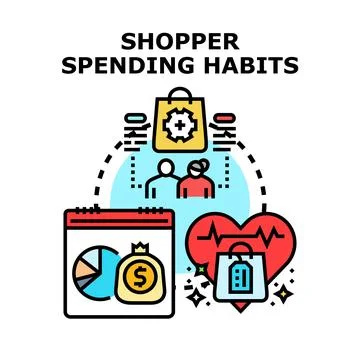 Shopper spending habits forming consumer behavior concept Stock Illustration