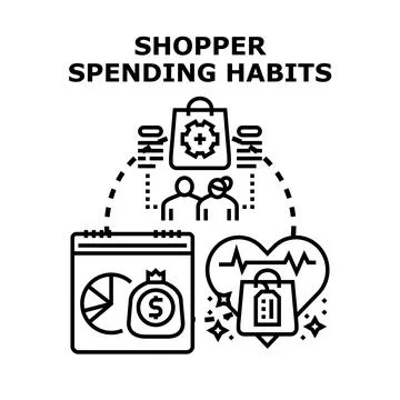 Shopper spending habits forming consumer behavior concept Illustrazione stock