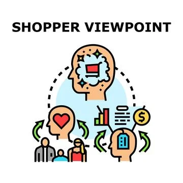 Shopper viewpoint analyzing consumer buying behavior concept Stock Illustration