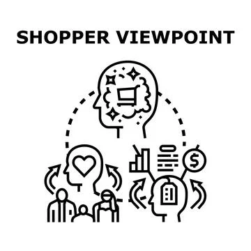 Shopper viewpoint analyzing consumer buying behavior concept Stock Illustration
