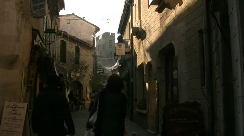 Shoppers in Carcassonne  Stock Footage 133735