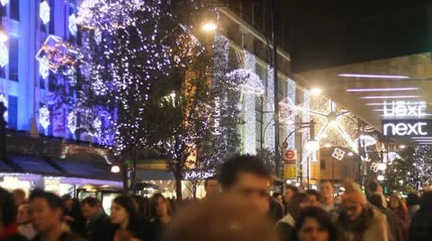 Shoppers at Chrismas Stock Footage 9017469