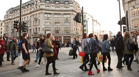 Shoppers crossing Stock Footage 38459467