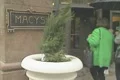 Shoppers going in and out of Macy's Footage