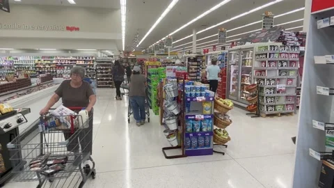 Shoppers in Grocery Store Stock Footage 203859605