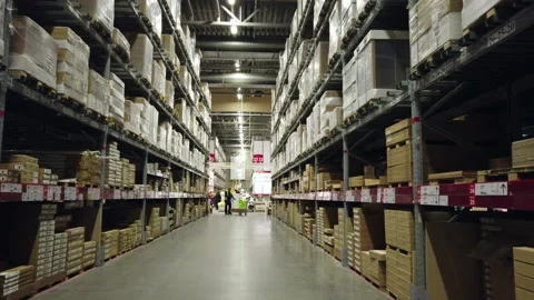Shoppers at IKEA store in Mega Khimki shopping Mall Stock Footage 105021799