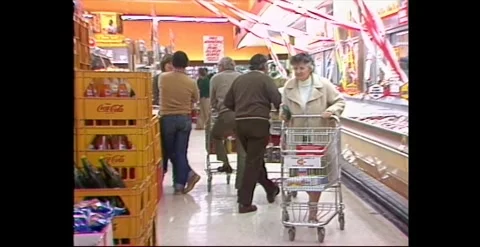 Shoppers Inside At Coles New World Supermarket Australia 1981 Stock Footage 318276151