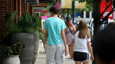 SHOPPERS ON MALL SIDEWALK Stock Footage 21961147
