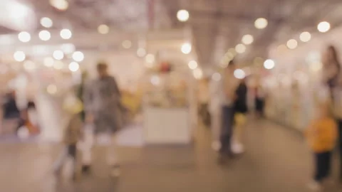 Shoppers Shop Around the Mall in Defocus Market Shop Mall People Stock Footage
