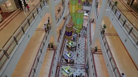 Shoppers in Suria KLCC Mall Stock Footage 64416348