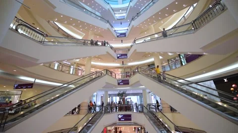 Shoppers in Suria KLCC Mall Stock Footage 64566733