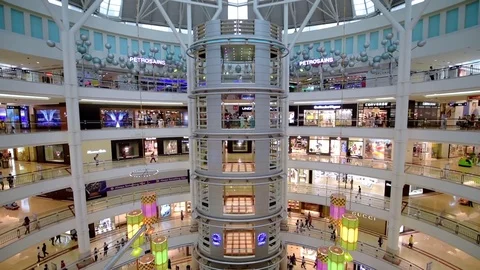 Shoppers in Suria KLCC Mall Stock Footage 70440096