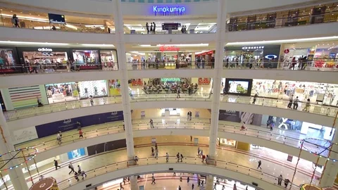 Shoppers in Suria KLCC Mall Stock Footage 72065160