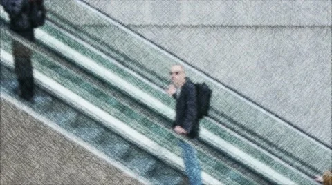 Shoppers using escalator in Shopping Mall Stock Footage 62404347