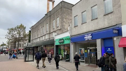 Shoppers walking at North End, Croydon, near Station Road, 4K Stock Footage 171409045