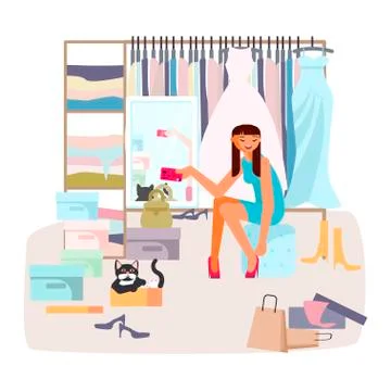 Shopping addiction concept Stock Illustration