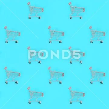 Shopping addiction, shopping lover or shopaholic concept. Many small empty sh Stock Photos