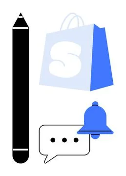 Shopping and Communication Elements in Modern Design Stockillustratie