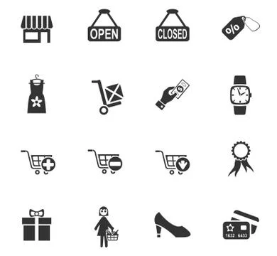 Shopping and e-commerce icon set Stock Illustration