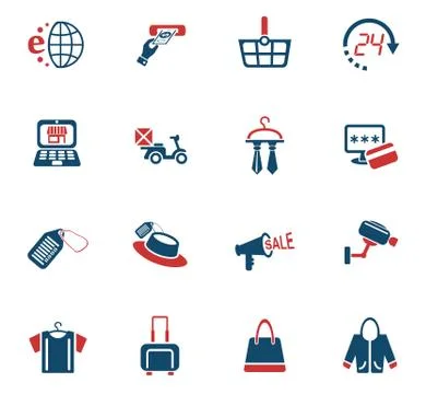Shopping and e-commerce icon set Stock Illustration
