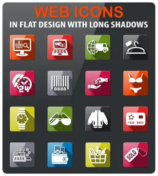 Shopping and e-commerce icon set Stock Illustration