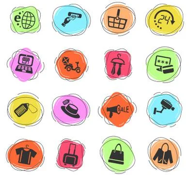 Shopping and e-commerce icon set Stock Illustration