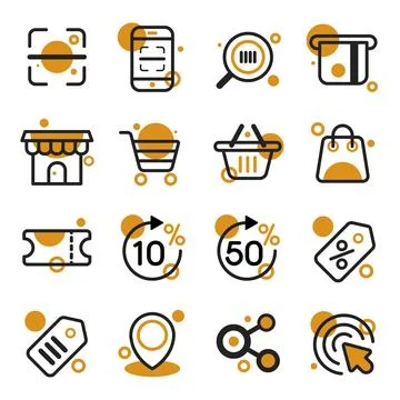 Shopping and e-commerce icons set Stock Illustration