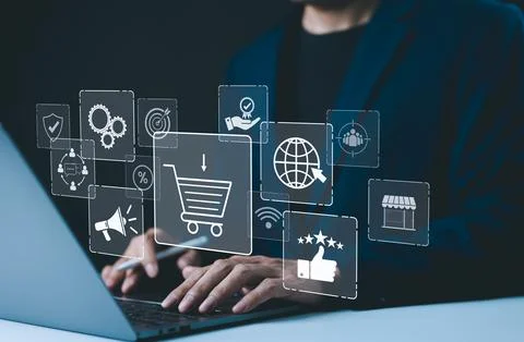 Shopping and E-commerce technology concept. Stock Photos