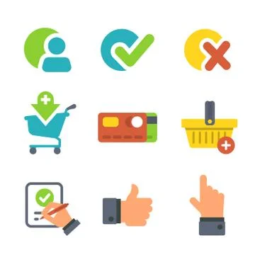 Shopping and E-commerce for website or mobile application. Icons isolated o.. Stock Illustration