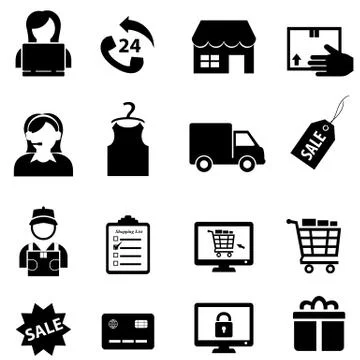 Shopping and online e-commerce icon set Stock Illustration