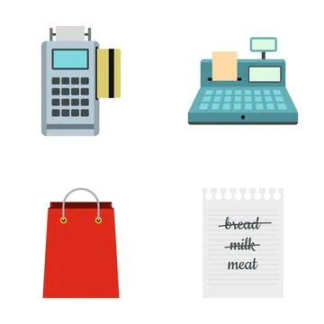 Shopping and retail elements with payment and purchase Ilustración de archivo