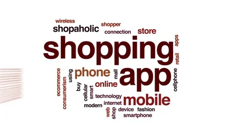 Shopping app animated word cloud, text design animation. Stock Footage 80820308