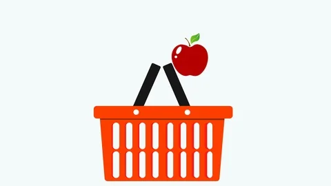 Shopping apple to full basket Stock Footage