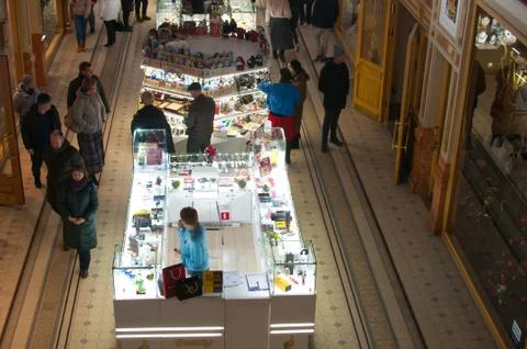 Shopping arcade inside top view Stock Photos