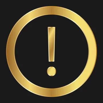 Shopping attention or problem or exclamation simple gold icon for apps and .. Illustrazione stock