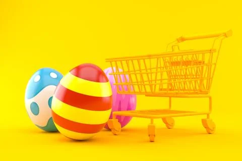 Shopping background with easter eggs Stock Illustration