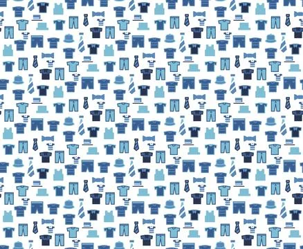 Shopping Background Pattern on Blue. Vector illustration clothes fabric Stock Illustration